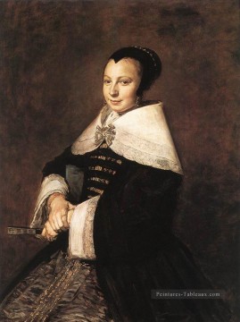  femme - Portrait d’une femme assise tenant un fan Siècle d’or néerlandais Frans Hals
